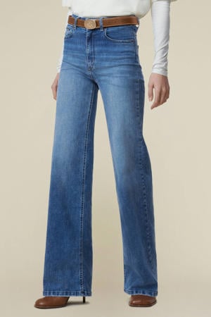 wide leg jeans medium blue denim