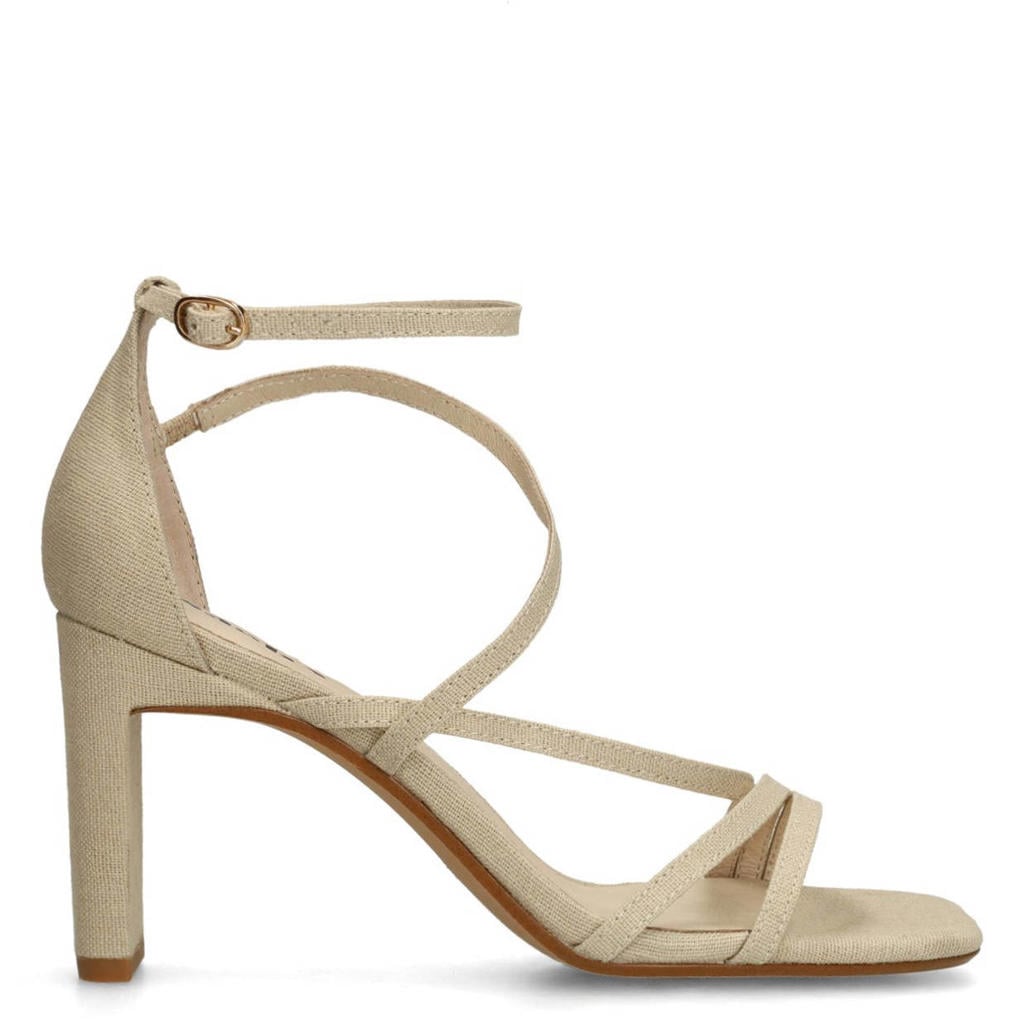Beige dames Sacha sandalettes van textiel
