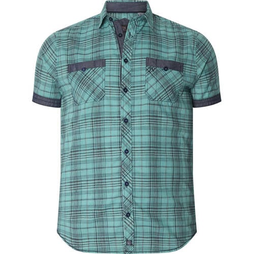 Jan Vanderstorm loose geruit casual overhemd Plus Size turquoise afbeelding