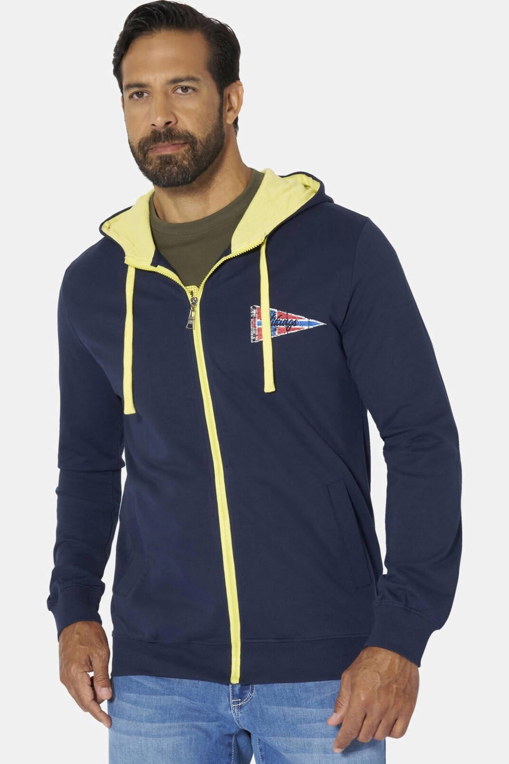 Jan Vanderstorm +FIT Collectie sweatvest JABBE donkerblauw