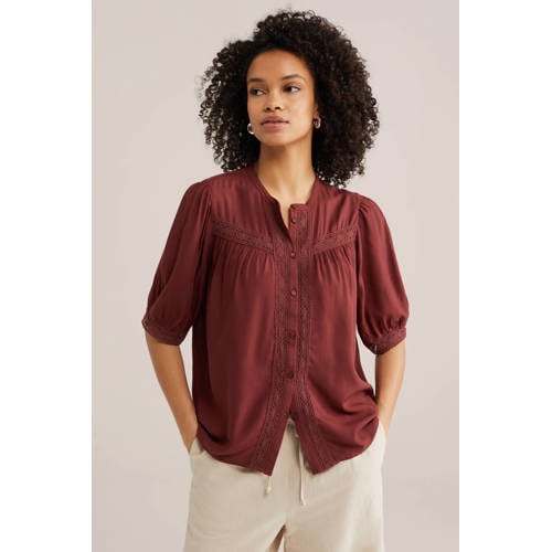 WE Fashion blouse donkerrood afbeelding