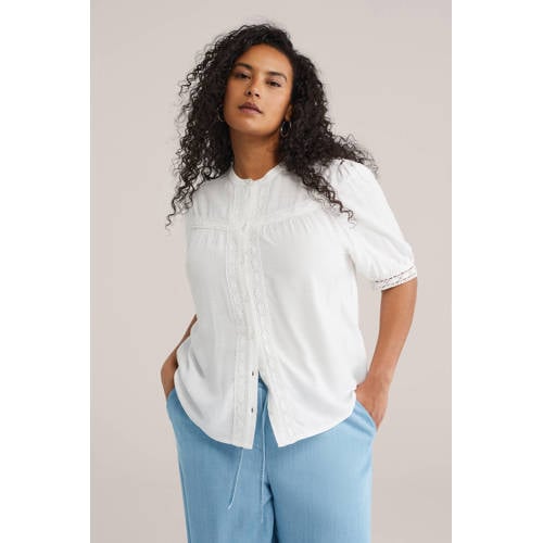 WE Fashion blouse wit broderie afbeelding