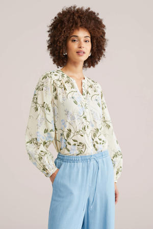 gebloemde blouse ecru