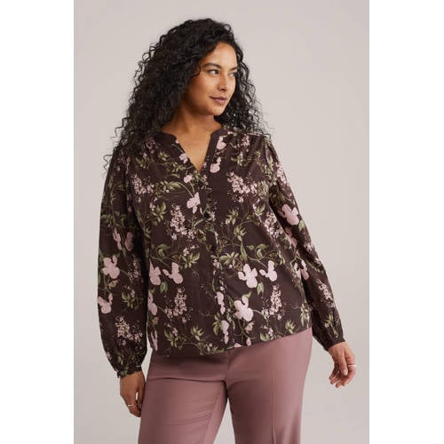 WE Fashion gebloemde blouse bruin afbeelding