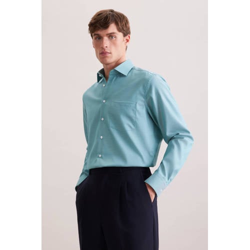 Seidensticker regular casual overhemd turquoise afbeelding