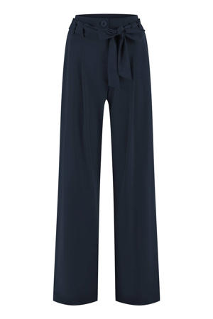 wide leg high waist broek donkerblauw