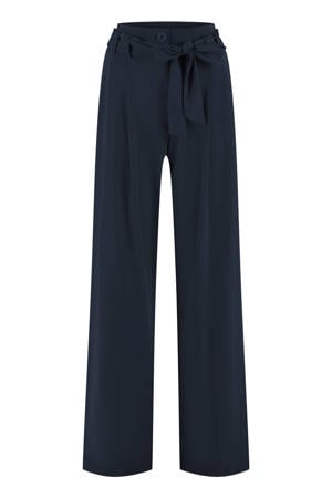 wide leg high waist broek donkerblauw