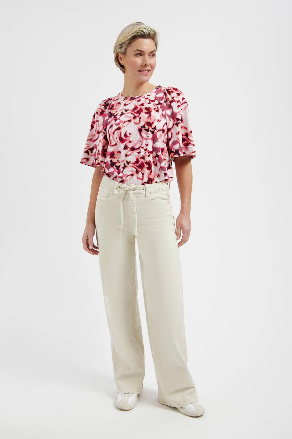 Crème dames Lady Day Faith high waist straight leg jeans crème van denim met rits- en knoopsluiting en effen