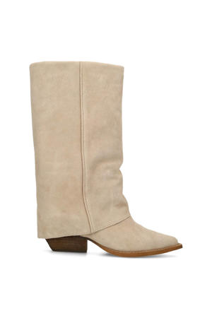 suède cowboylaarzen met flap beige