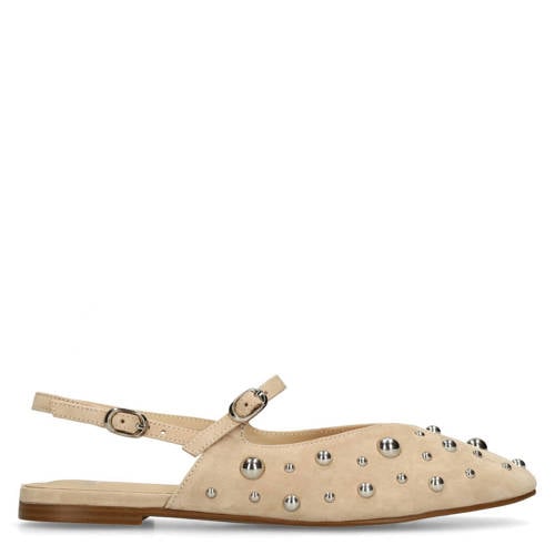 Manfield suède slingback loafers beige afbeelding