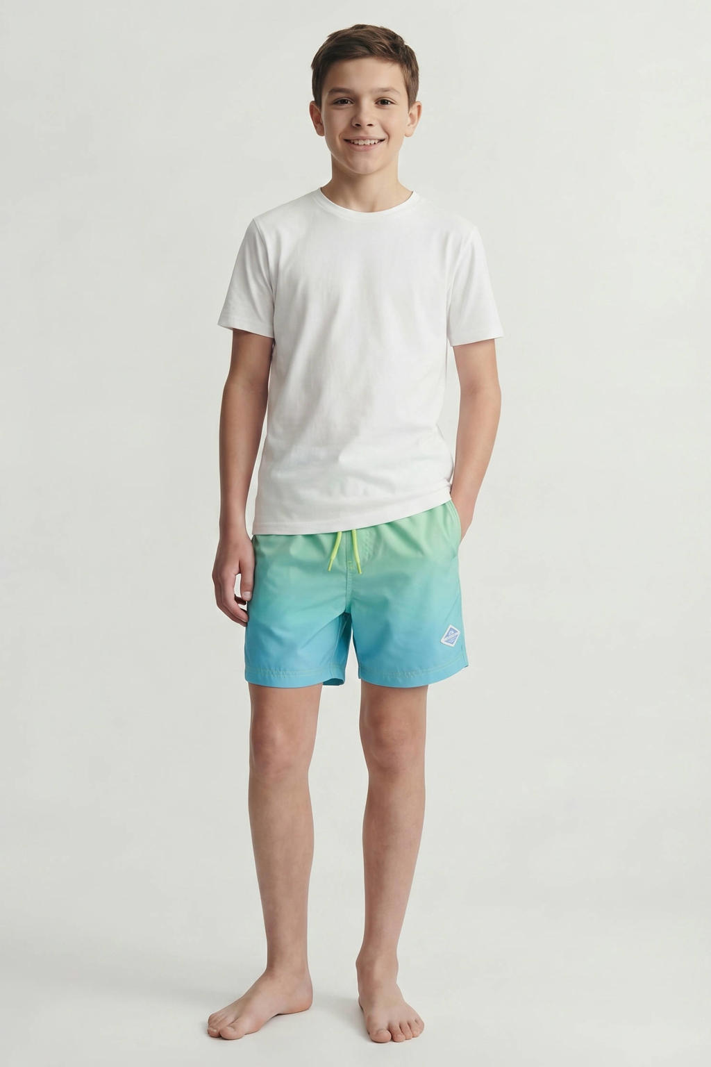 JACK & JONES JUNIOR zwemshort limegroen/blauw