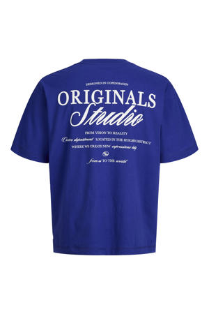 T-shirt met backprint kobaltblauw
