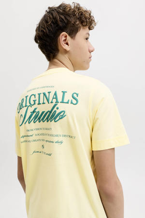 T-shirt met backprint lichtgeel