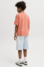 thumbnail: Oranje jongens JACK & JONES JUNIOR T-shirt van katoen met printopdruk, korte mouwen en ronde hals