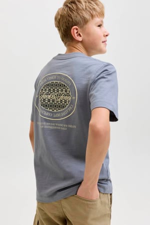 T-shirt met backprint grijsblauw