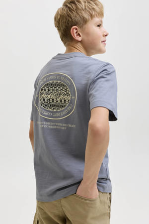 T-shirt met backprint grijsblauw