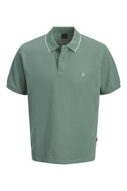thumbnail: Groen en witte jongens JACK & JONES JUNIOR polo van katoen met meerkleurige print, korte mouwen en knoopsluiting