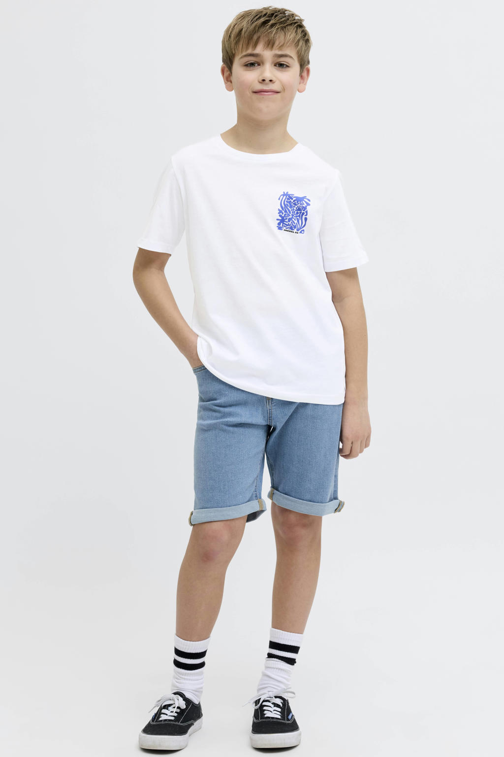 JJ REBEL JUNIOR T-shirt met backprint wit