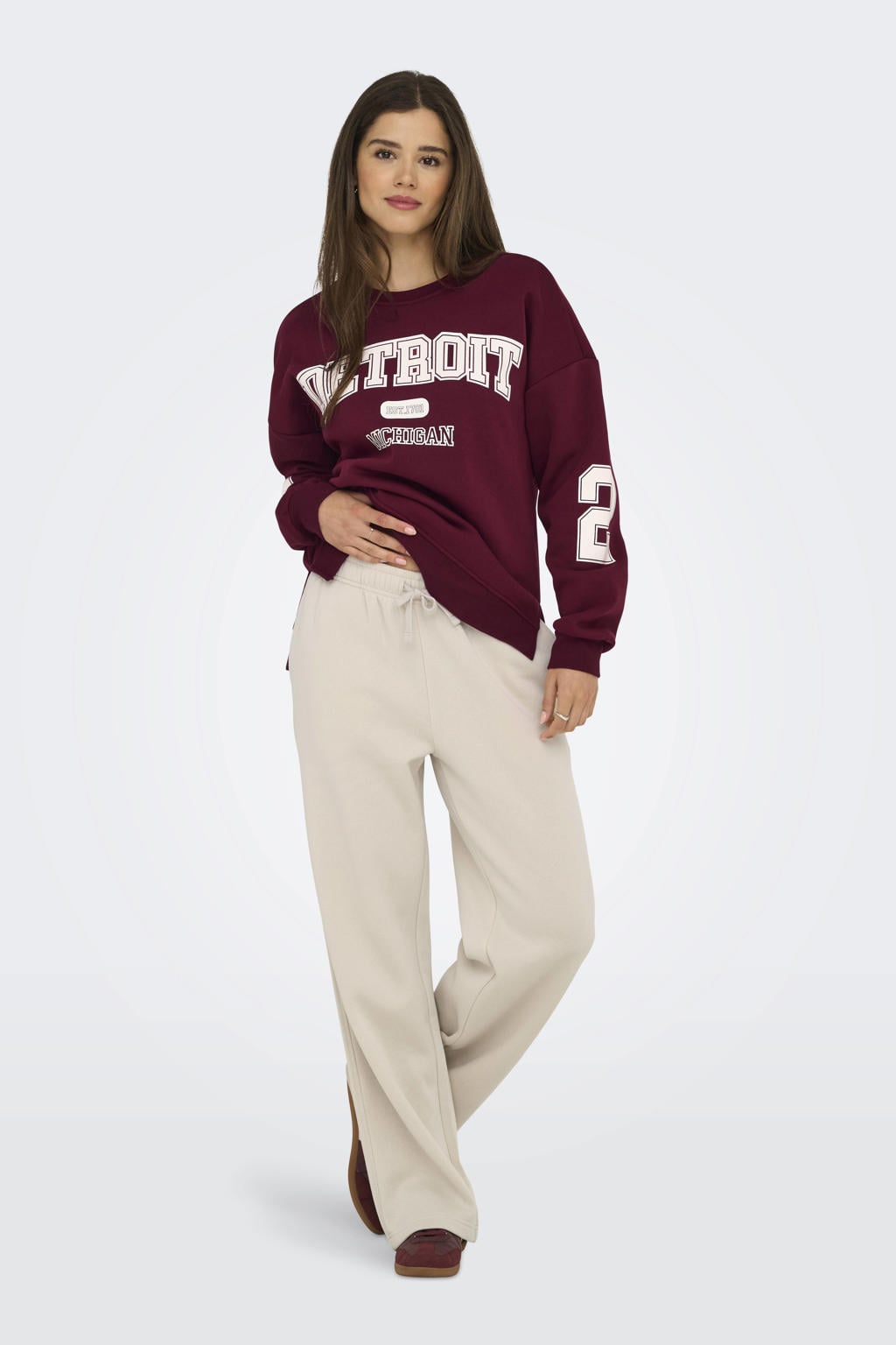 ONLY wide leg regular waist sweatpants beige