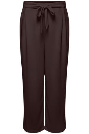 straight high waist casual broek donkerbruin