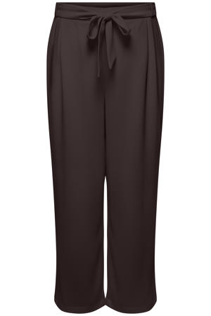 straight high waist casual broek donkerbruin