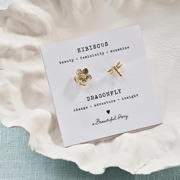 thumbnail: A Beautiful Story broche Hibiscus Dragonfly - goudkleurig (set van 2)