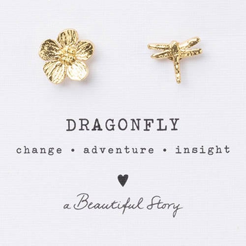 A Beautiful Story broche Hibiscus Dragonfly - set van 2 goudkleurig afbeelding