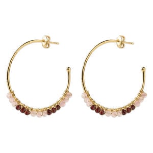 gold plated oorbellen Muse Rozenkwarts Garnet