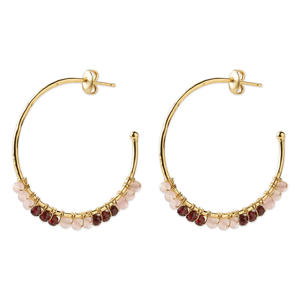 gold plated oorbellen Muse Rozenkwarts Garnet
