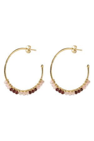 gold plated oorbellen Muse Rozenkwarts Garnet