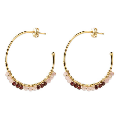 A Beautiful Story gold plated oorbellen Muse Rozenkwarts Garnet afbeelding
