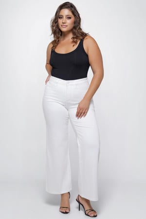DIXI Off White high waist straight leg jeans wit