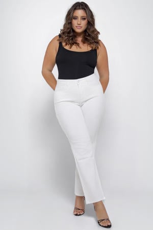 RIO Off White high waist straight leg jeans wit