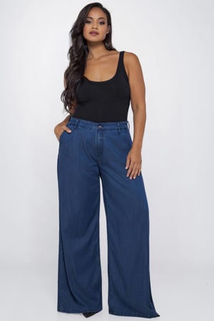 DAKOTA Grace Blue high waist wide leg jeans dark blue denim