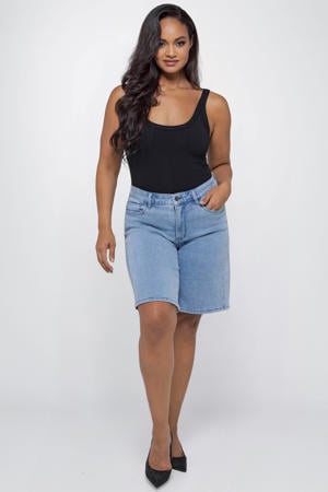 regular high waist short light blue denim