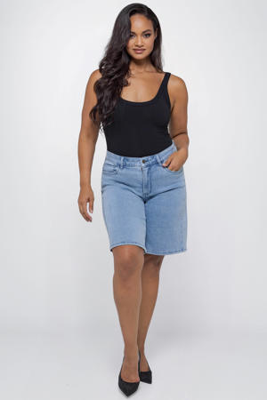 regular high waist short light blue denim