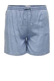 thumbnail: Lichtblauwe dames ONLY CARMAKOMA high waist casual short van lyocell met loose fit, elastische tailleband met koord en effen