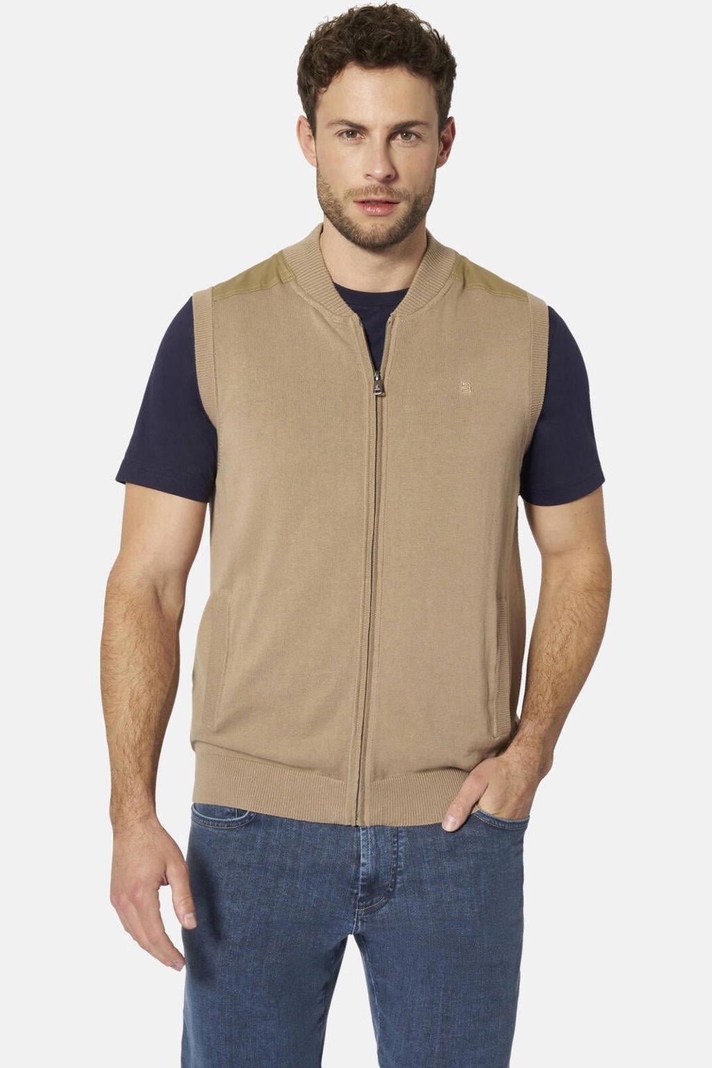 Babista katoenen gebreid vest Plus Size - beige