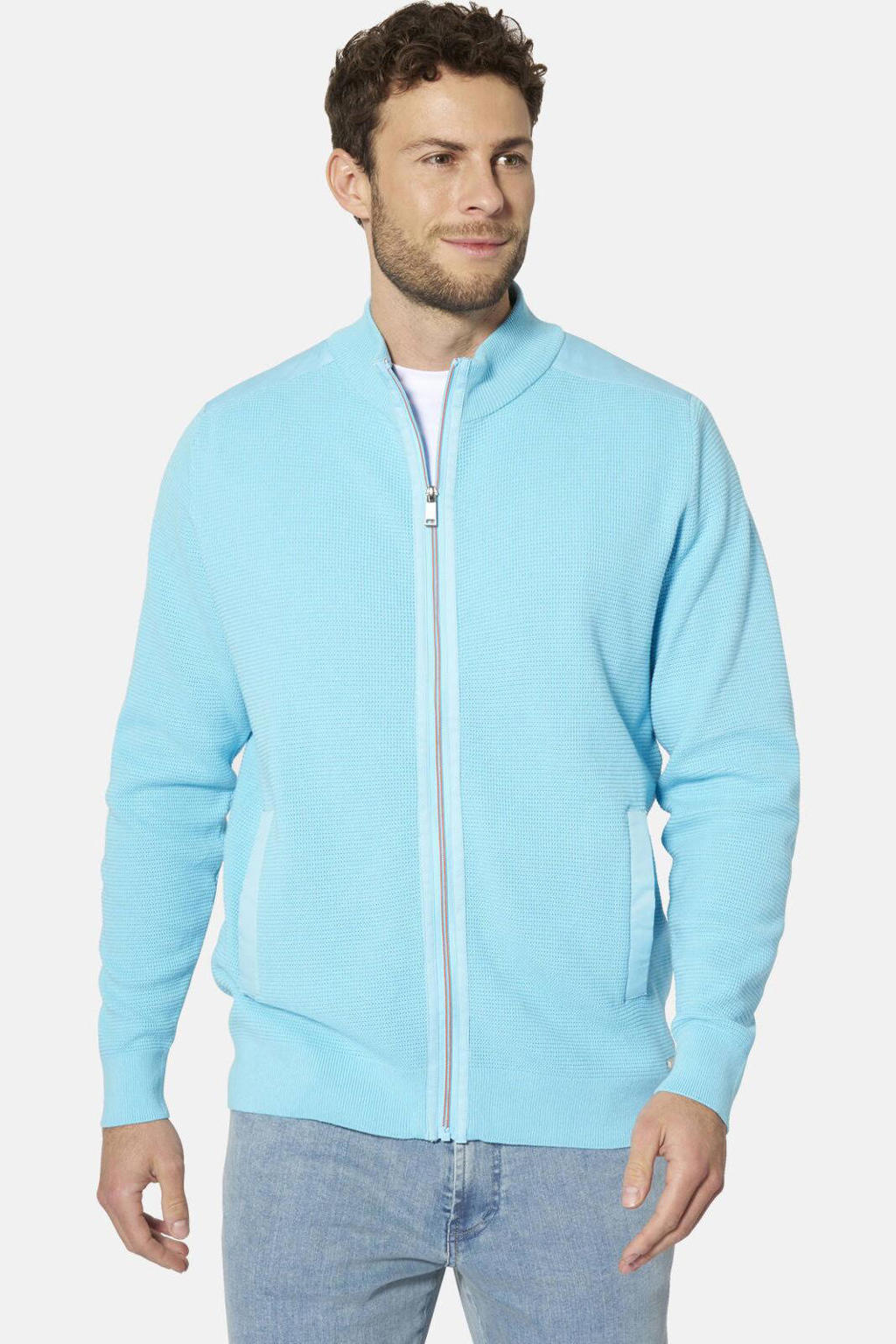 Babista katoenen gebreid vest Plus Size - lichtblauw