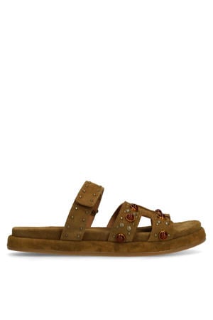 suède slippers cognac