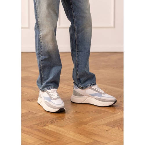 Manfield suède sneakers wit/grijs afbeelding
