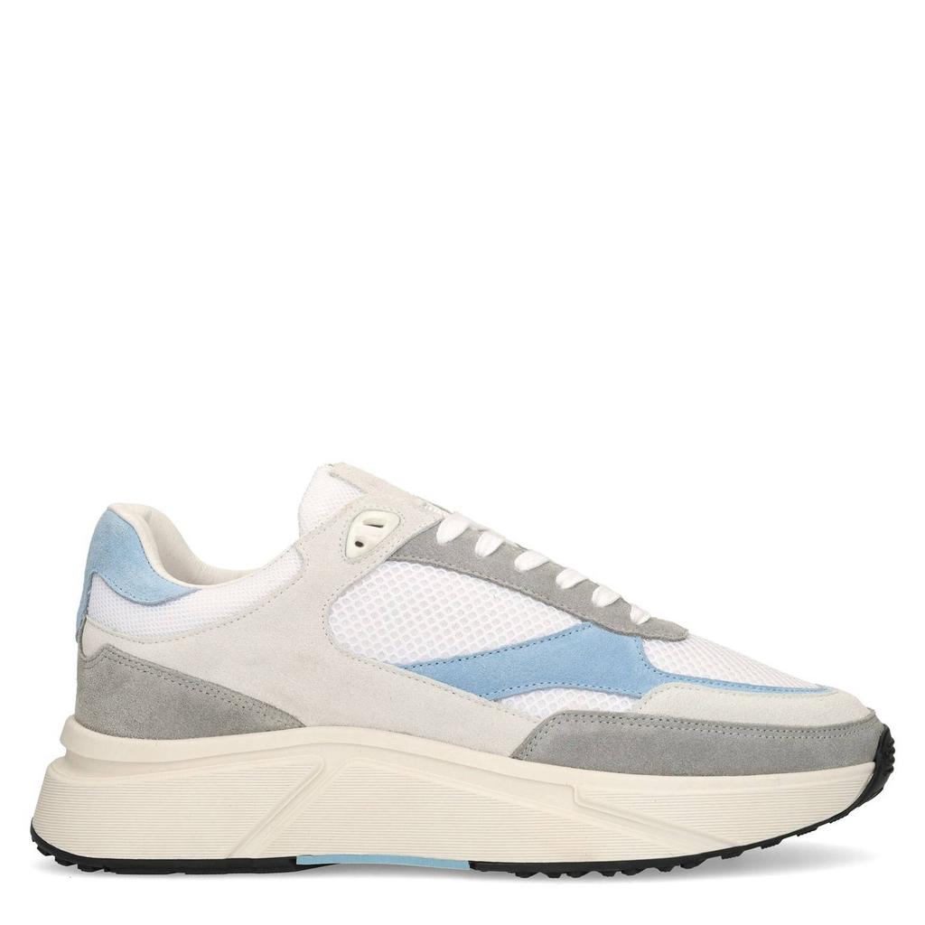 Wit en grijze heren Manfield suède sneakers met veters