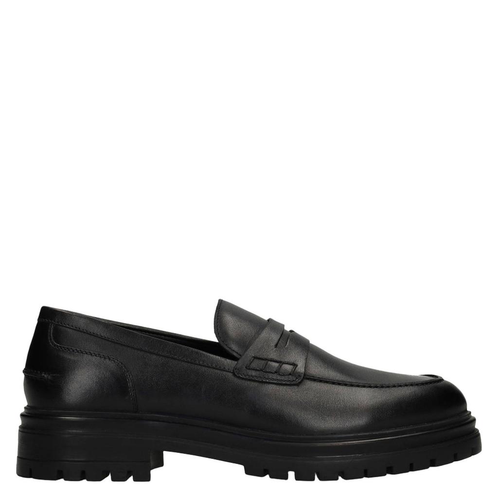 Zwarte heren Manfield leren loafers