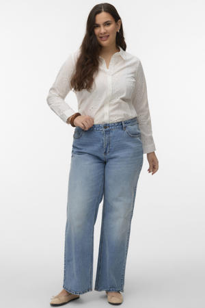 Vmcmari Tessa Hr Wide Jeans Mix Cur high waist wide leg jeans blauw