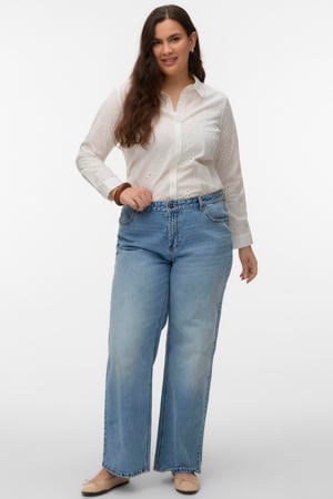 Vmcmari Tessa Hr Wide Jeans Mix Cur high waist wide leg jeans blauw