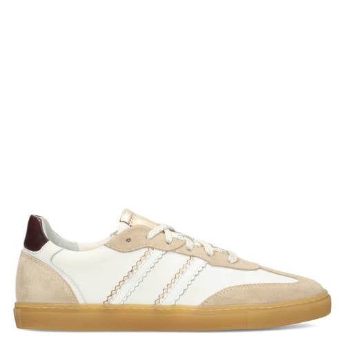 PS Poelman Luna leren sneakers beige/wit afbeelding