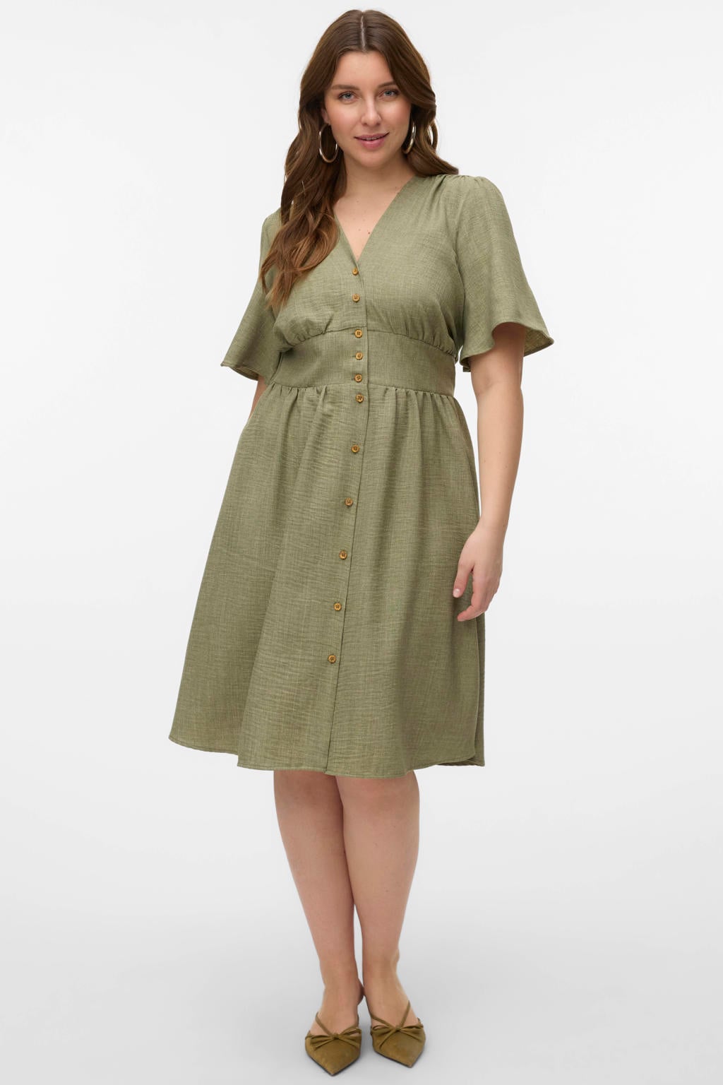 VERO MODA CURVE midi jurk groen