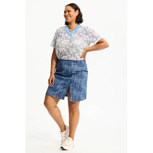 Anyday gebloemde T-shirt lichtblauw afbeelding