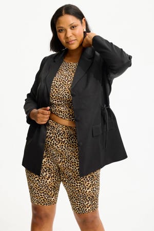 skinny high waist broek met panterprint bruin