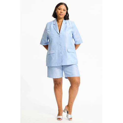 Anyday wide leg regular waist bermuda short lichtblauw afbeelding